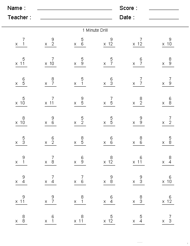 multiplication worksheets mixed times tables blanks free