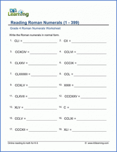 Roman Numerals 1-300 Worksheets PDF