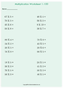 Free Printable Blank Multiplication Chart Table Template PDF