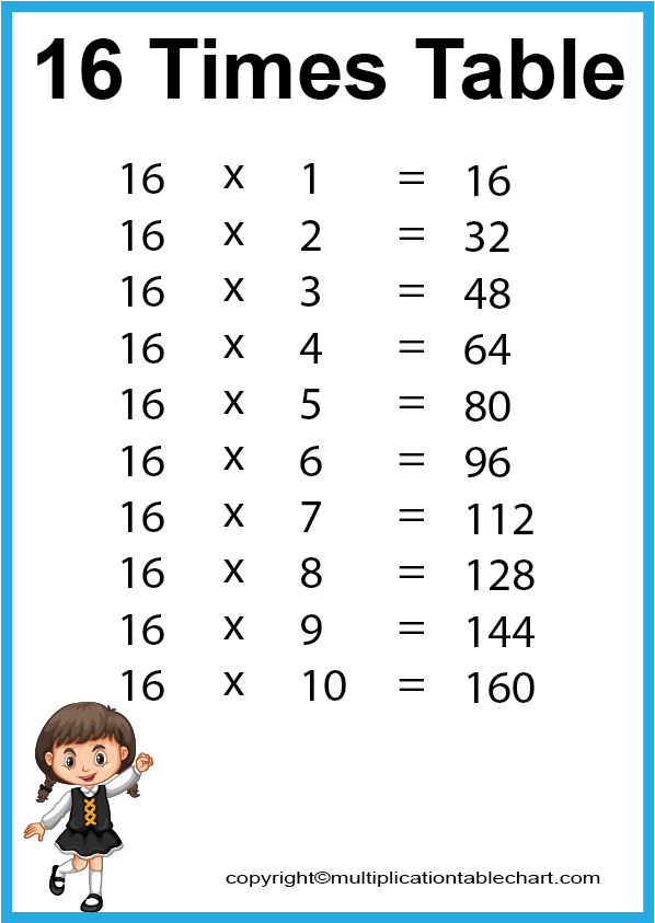 16 Times Table