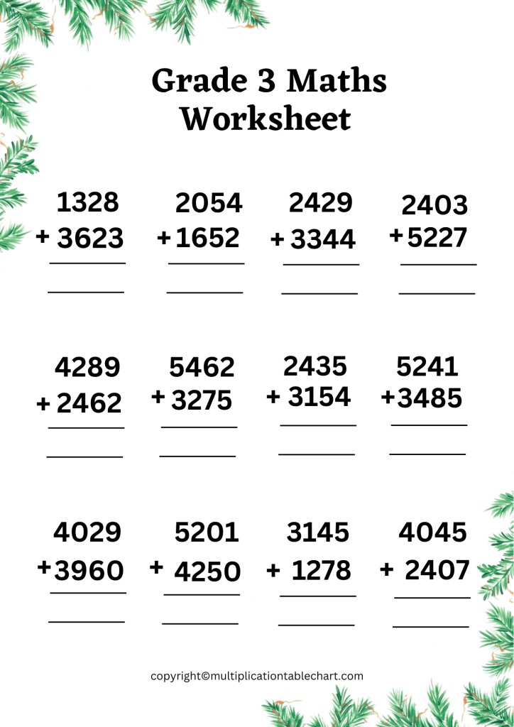 Grade 3 Maths Worksheets with Answers