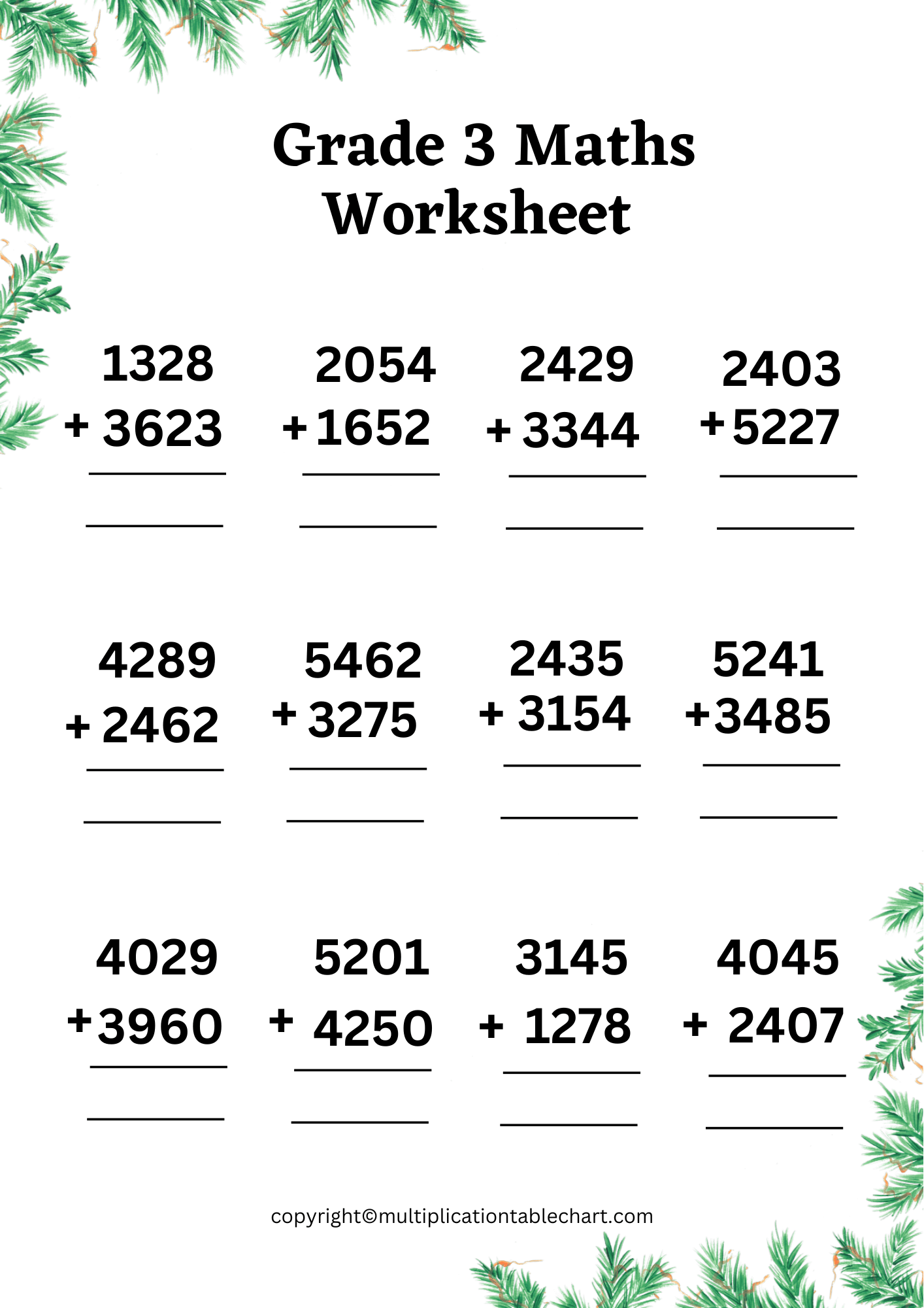 homework for grade 3 maths