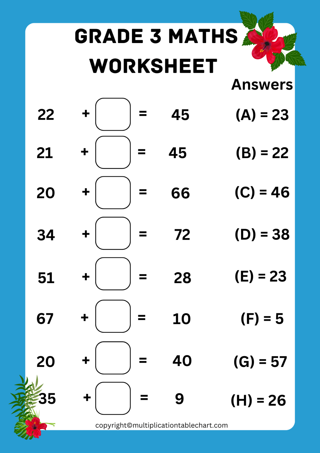 Maths Worksheet For Grade 3 Multiplication With Answers Multiplication Table 6792