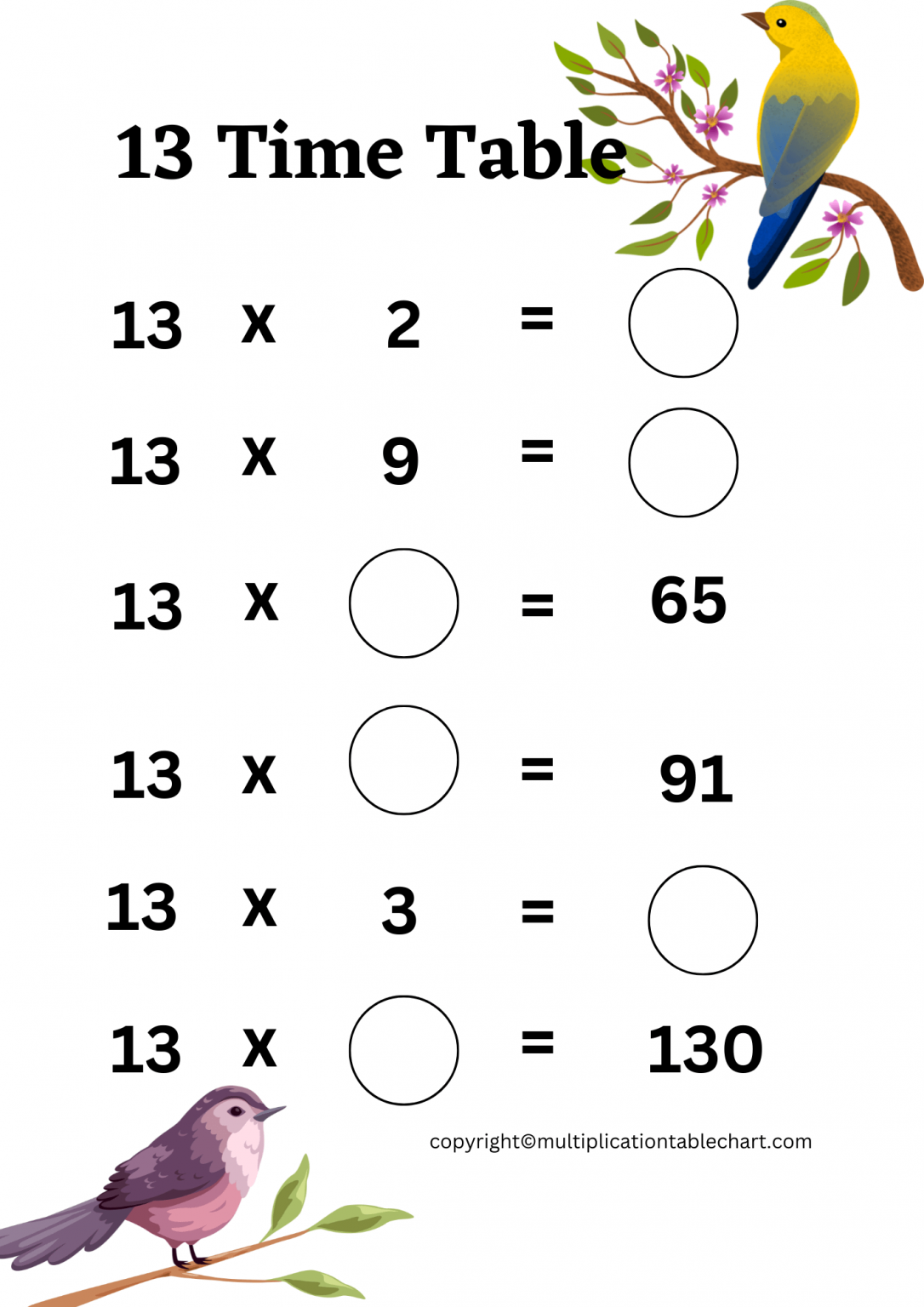 12 and 13 times table worksheets - polsim