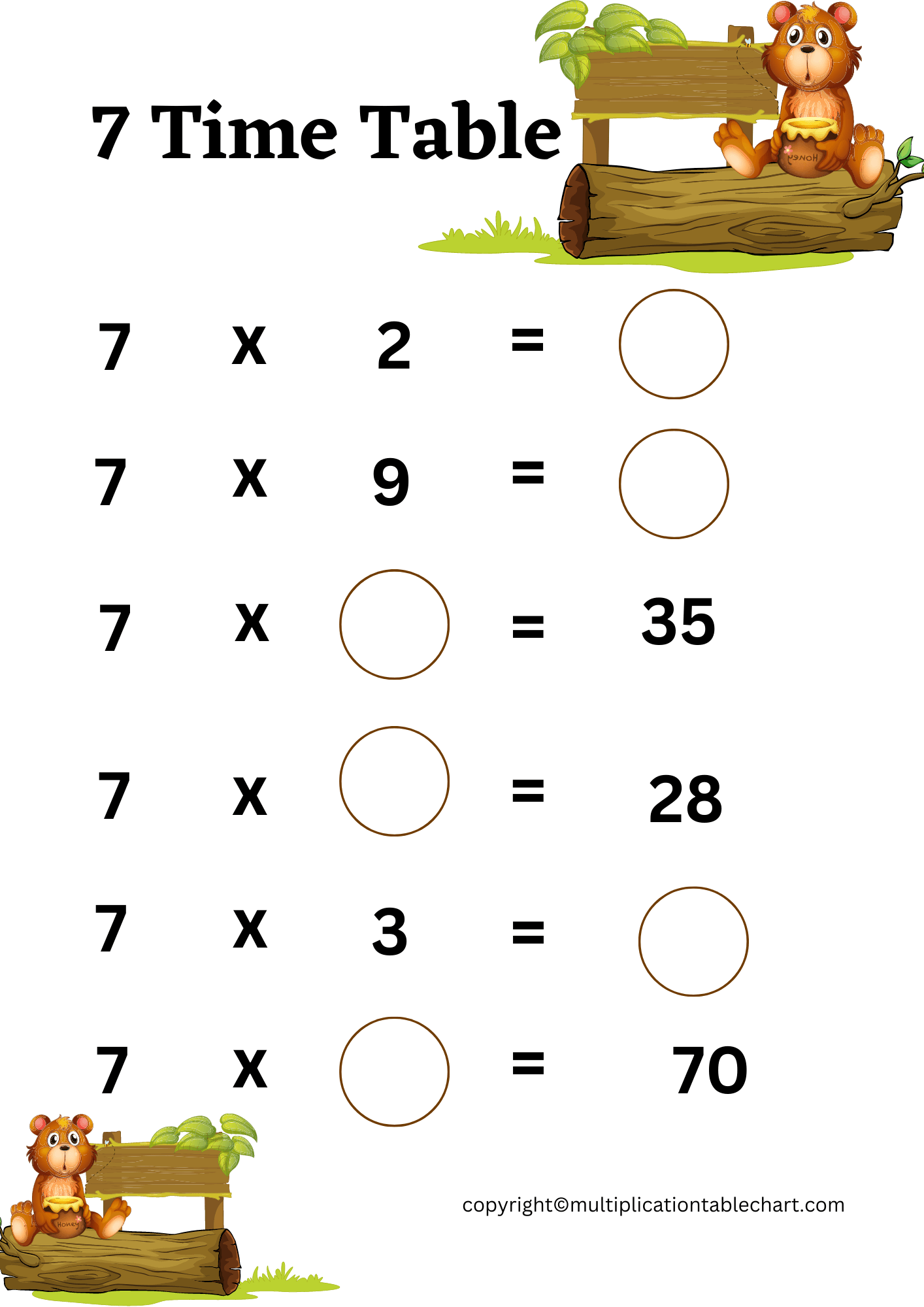 Free 7 Multiplication Chart Worksheets Multiplication Table