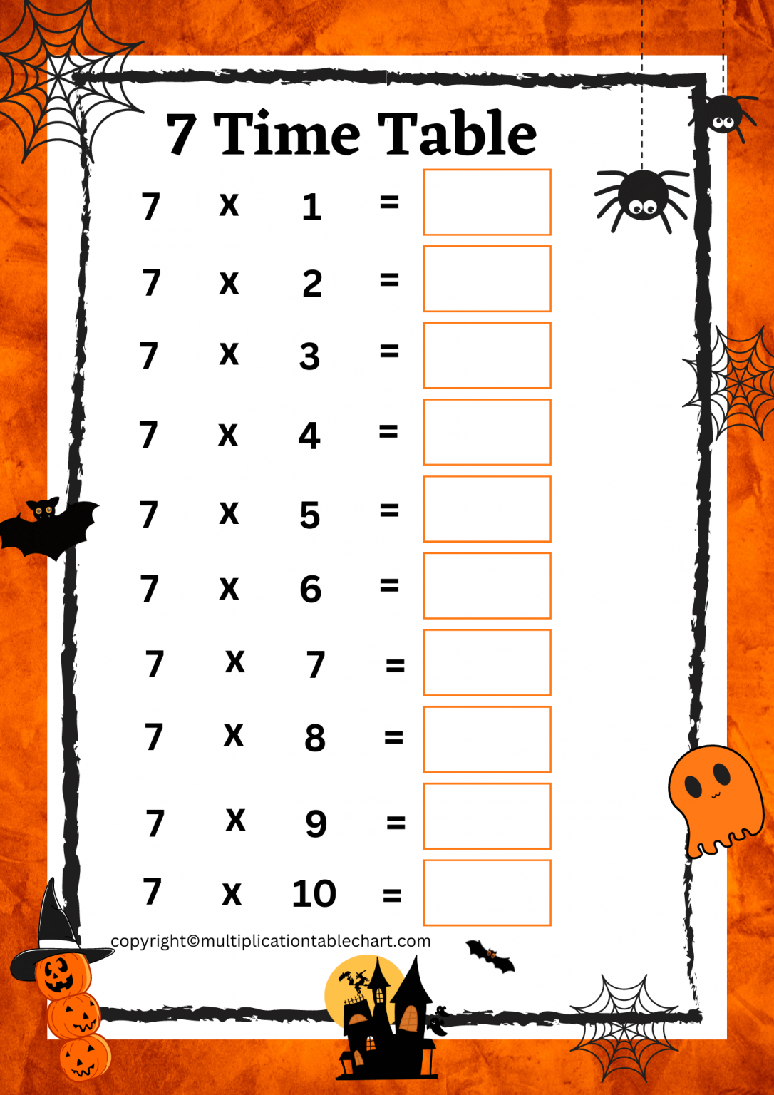 7 Times Table Worksheet [7 Multiplication Table] Free PDF