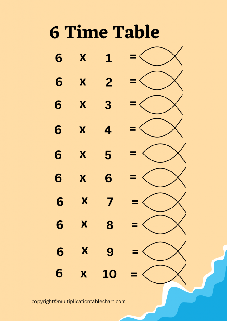six Times Table Worksheet