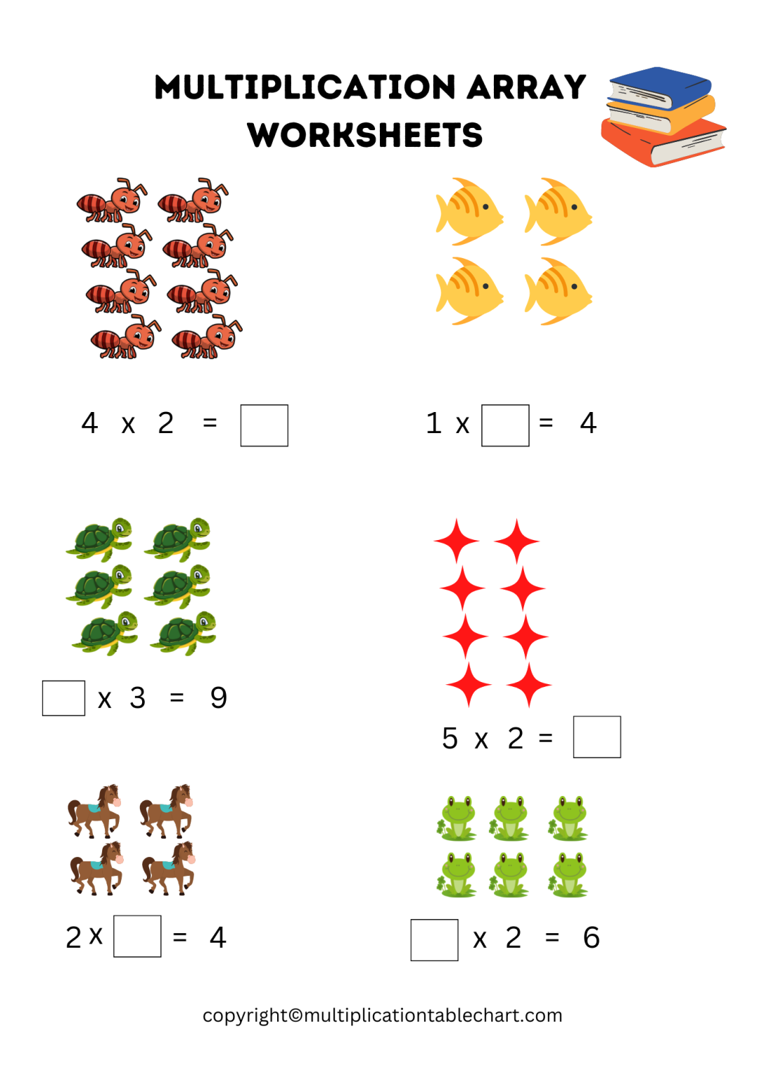 Multiplication Array Worksheets Printable in PDF [Grade 2-3]