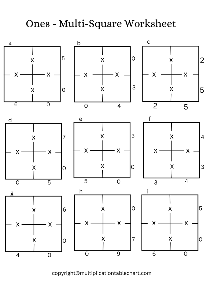 Ones - Multi-Square Worksheet