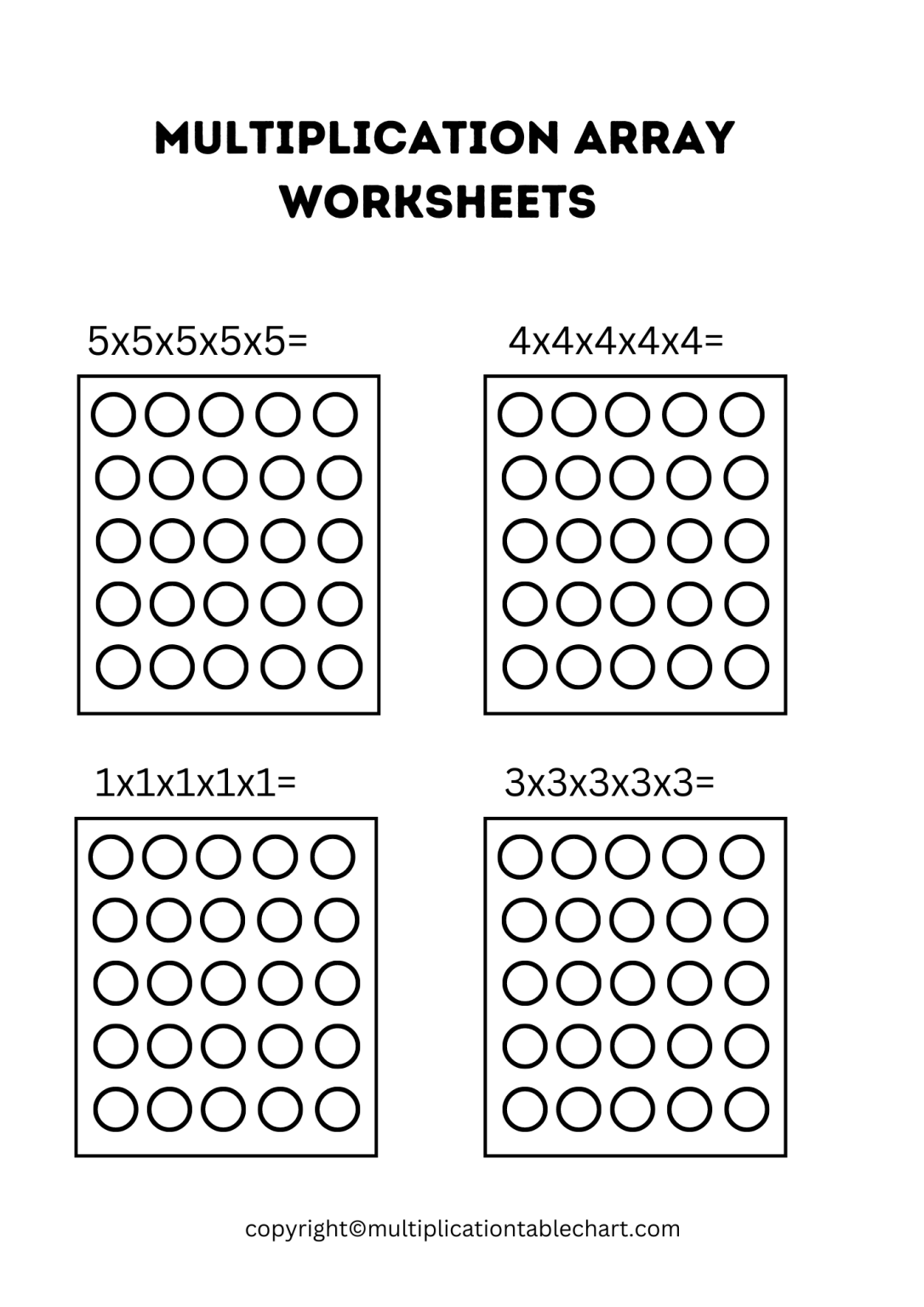 Multiplication Array Worksheets Printable in PDF [Grade 23]